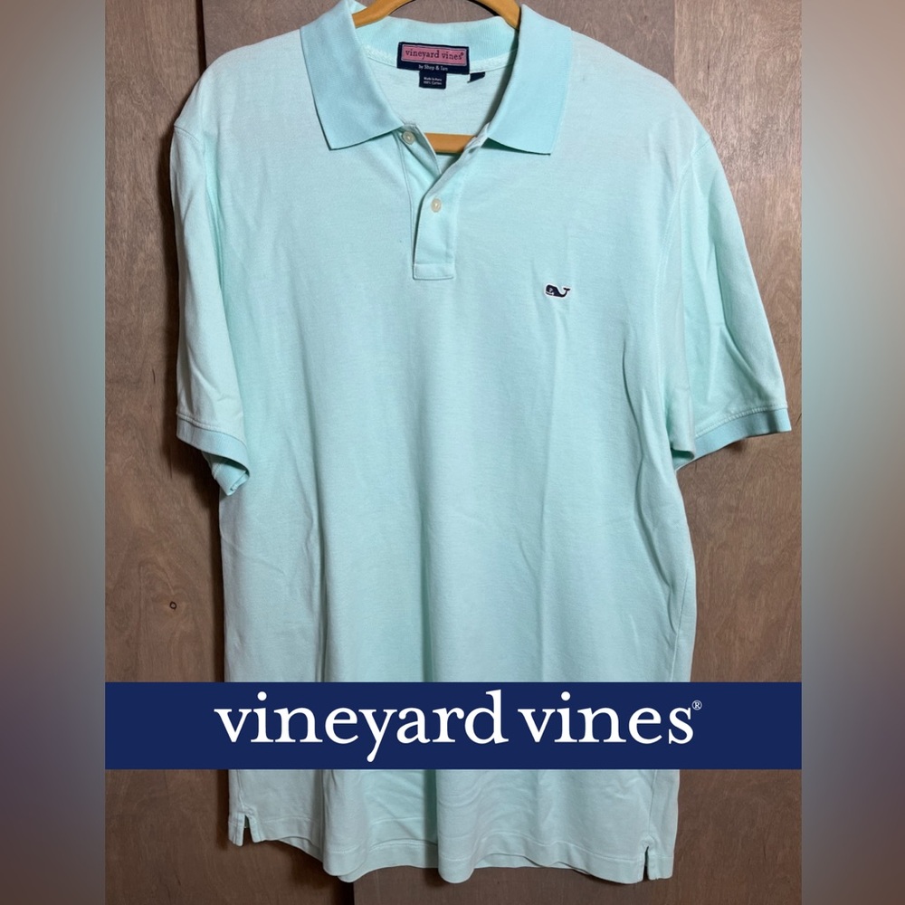 Vineyard Vines Men's Light Aqua Blue Polo Shirt L